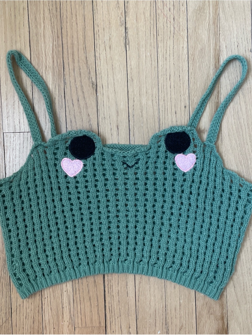 ROMWE Mint Green Crochet Knit Top with Black Brand Tag